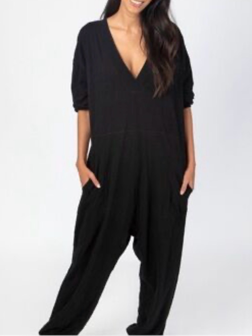 Natural Life Johnnie Cotton Jumpsuit Black Size XS Boho Relaxed Loungewear